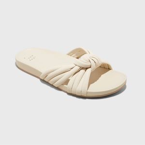 Women's Silvie Slide Sandals Off White Flatform Slide - A New Day